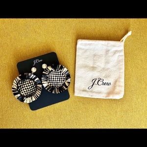 JCrew Statement Colorblock Raffia Fringe Disc Earrings - NWOT- $65+tax SOLD OUT!